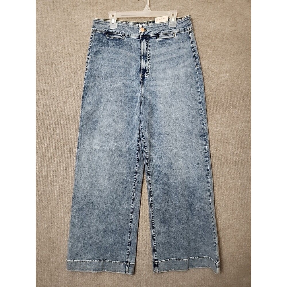 LC Lauren Conrad Super High Rise Wide Leg Jeans Womens 16 Blue Stretch NEW